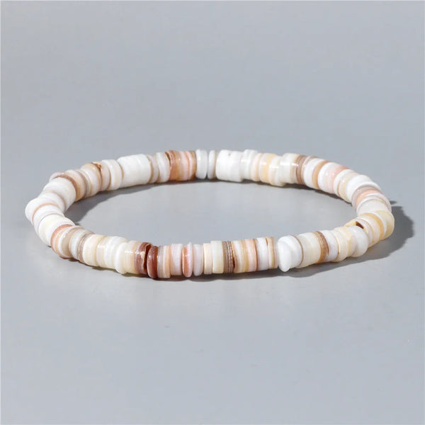 Natural Shell Stone Beads Bracelet Round Square Shell Bracelet Handmade Sequins Charm Bracelets Men Women Summer Beach Jewelry