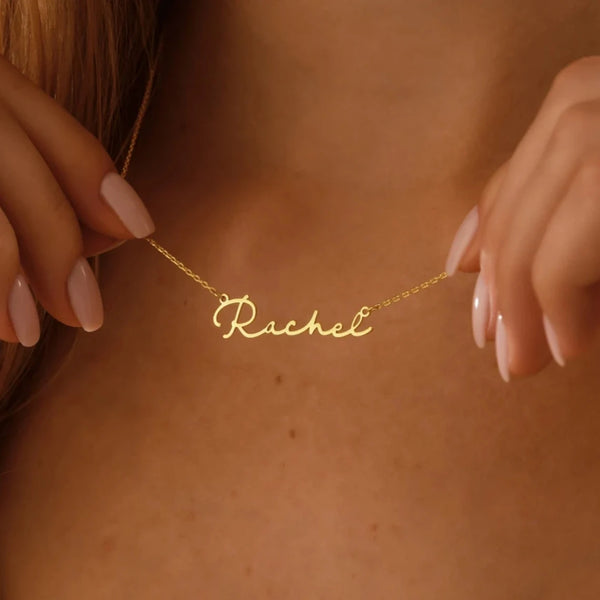 Custom Slim Fonts Name Necklace Women Girl Stainless Steel Jewelry Personalized Thin Nameplate Choker Necklace Friends Gifts